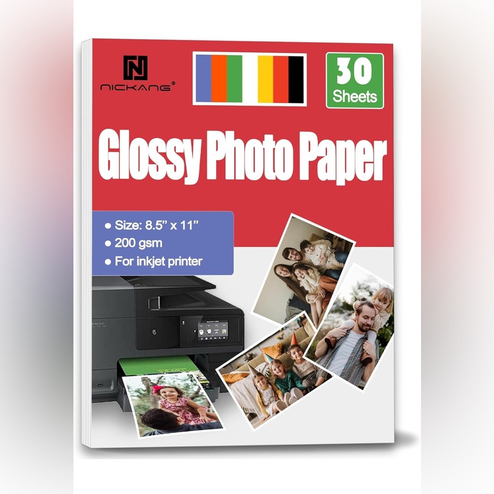 NICKANG Glossy Photo Paper 8.5x11 Letter Size 29 Sheets 200 gsm Inkjet Printer